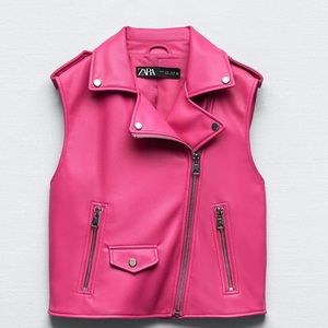 Zara fuschia faux leather vest